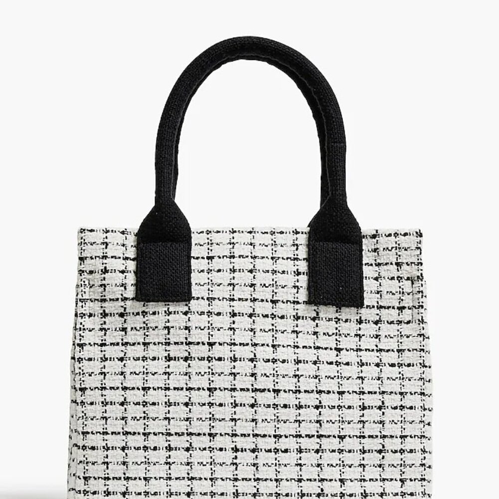 (NWT) J.CREW Factory Tweed Tote Bag Black & White